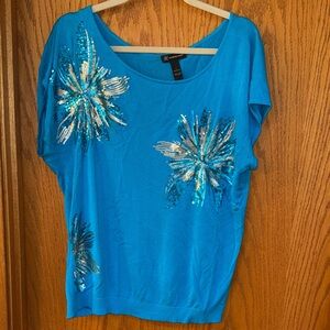 INC Stunning Blue Sequin Dress Sweater